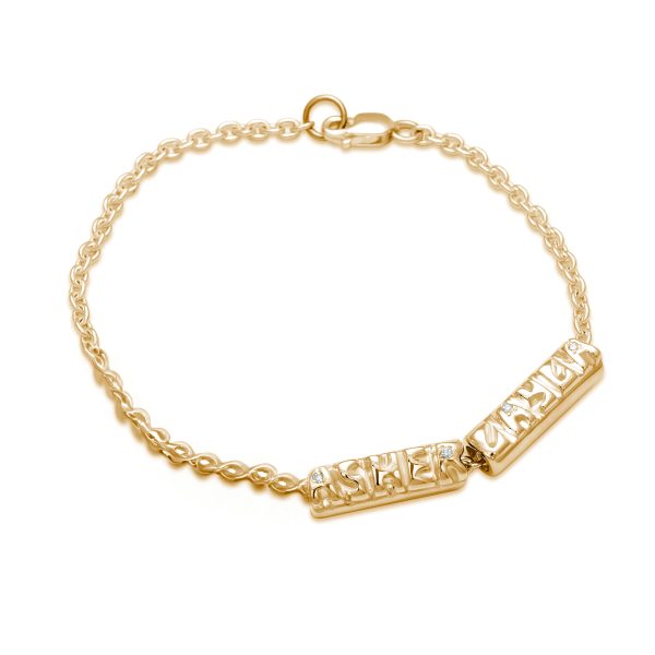 gold-custom-name-beads-white-diamonds-with-chain White Diamond Custom Name Bead