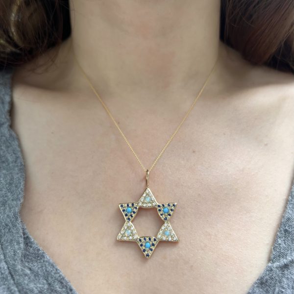 Opal and Turquoise Large Star Charm
