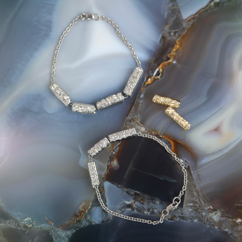 tiny gold and platinum bead bracelets with diamonds