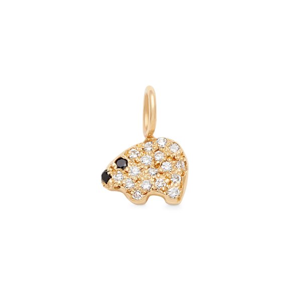 polar-bear-gold-black-and-white-diamond-charm 14k Yellow Gold Polar Bear Charm with White Diamonds and Black Diamonds for the eye and nose
