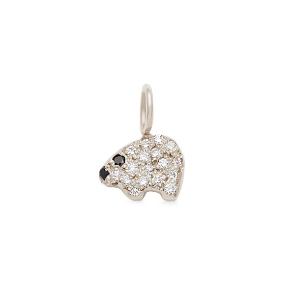 polar-bear-white-gold-black-and-white-diamond-charm 14k White Gold Polar Bear Charm with White Diamonds and Black Diamonds for the eye and nose