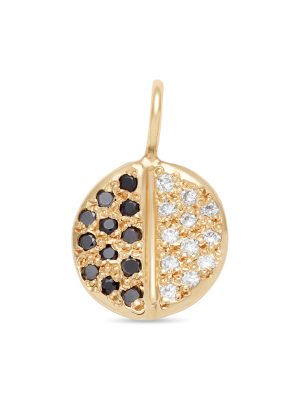Black & White Cookie charm in 14k gold with black and white diamonds