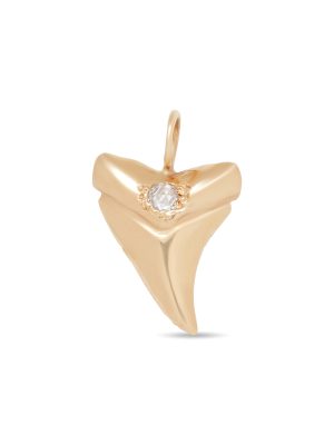 diamond-shark-tooth-charm-gold Engraved Diamond Shark Tooth Necklace - Front