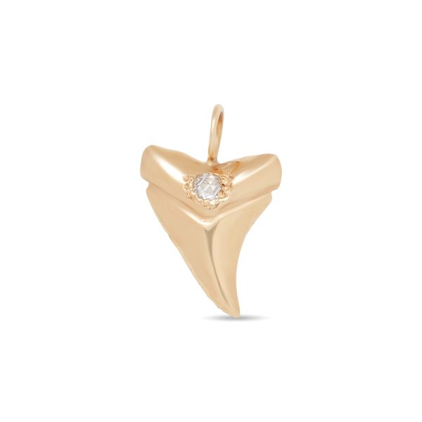 Engraved Diamond Shark Tooth Necklace - Front