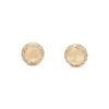 engraved-circle-gold-diamond-stud-earrings Letter engraved into the center of the gold circle stud earrings with diamonds around it