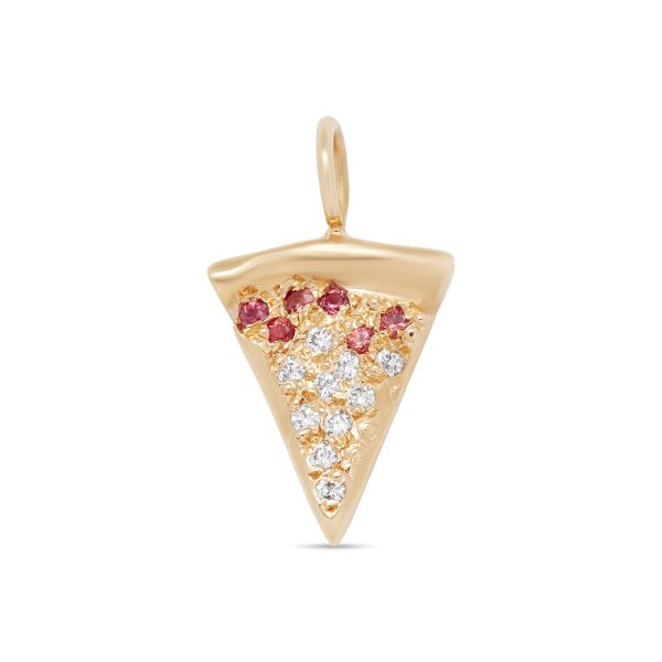 gold-diamonds-pizza-charm gold pizza charm with white diamond cheese and red sapphire sauce