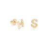 Letter Stud earrings in 14k gold with white diamond