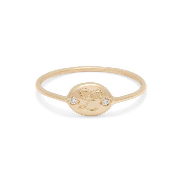 Teeny Oval Ring in 14k gold with diamonds