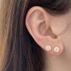 the-engraved-diamond-circle-studs-worn-on-elisas-ear Wearing the engraved diamond circle studs