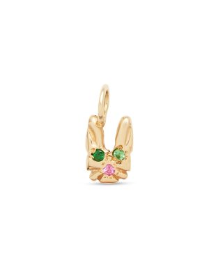 bunny charm 14k gold with diamonds/gemstones, close-up