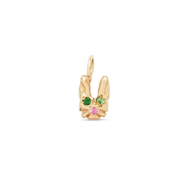 bunny-14k-gold-charm-gemstones-diamonds bunny charm 14k gold with diamonds/gemstones, close-up