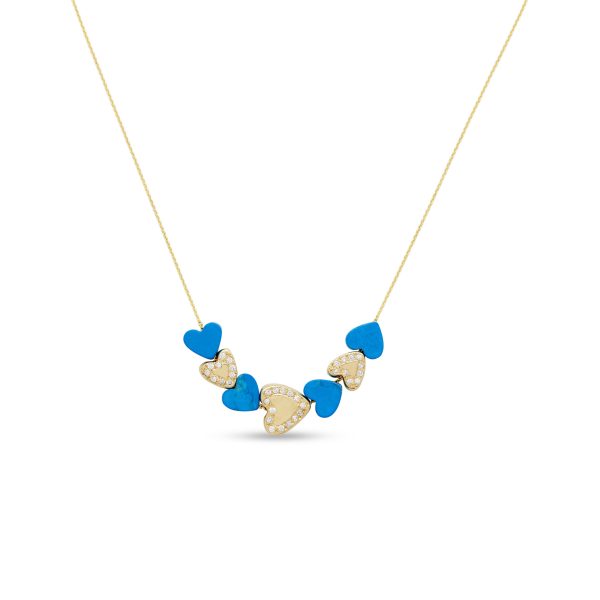 Diamond-Heart-Bead-Necklace-with-Turquoise-Heart-Beads Diamond Heart Bead Necklace with Turquoise Heart Beads