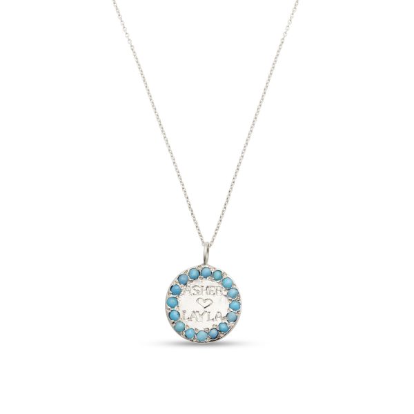 Necklace_SilverLargeCircle Turquoise Large Circle Charm