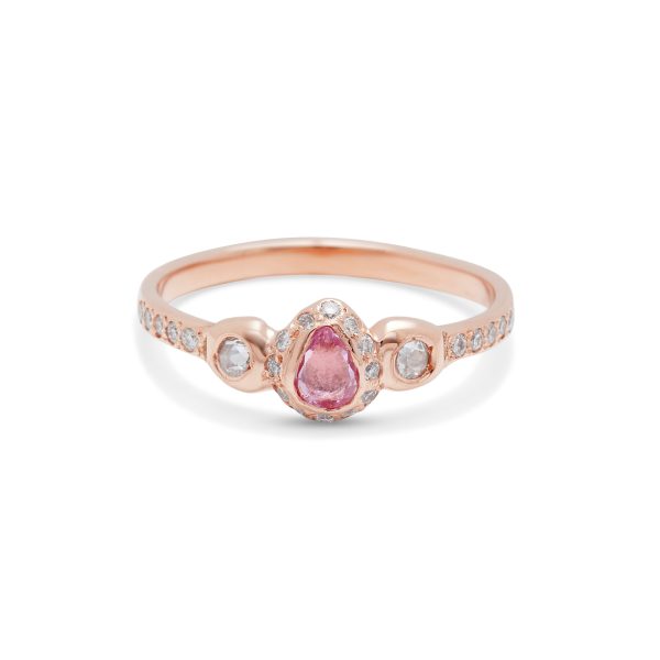 Pink-Sapphire-and-Diamond-Pear-Ring Pink Sapphire and Diamond Pear Ring pink gold
