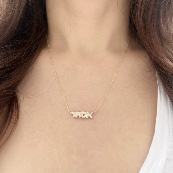 hebrew-name-necklace-yellow-gold-diamonds-wearing Diamond Hebrew Name Necklace
