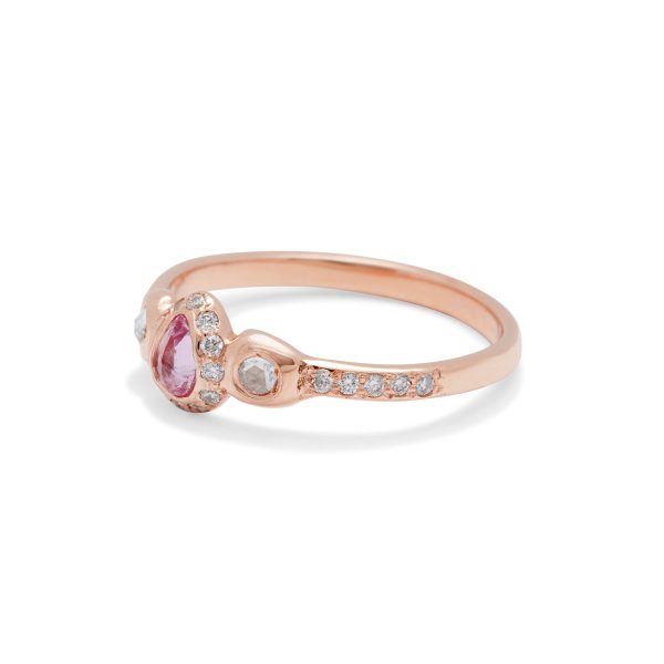 side-view-Pink-Sapphire-Diamond-Pear-Ring Pink Sapphire and Diamond Pear Ring side view