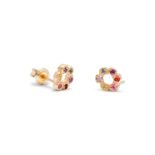6-pedal-gemstone-gold-stud-earrings 6 Petal Flower Child Studs