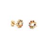 9-pedal-gemstone-gold-stud-earrings 9 Petal Flower Child Studs
