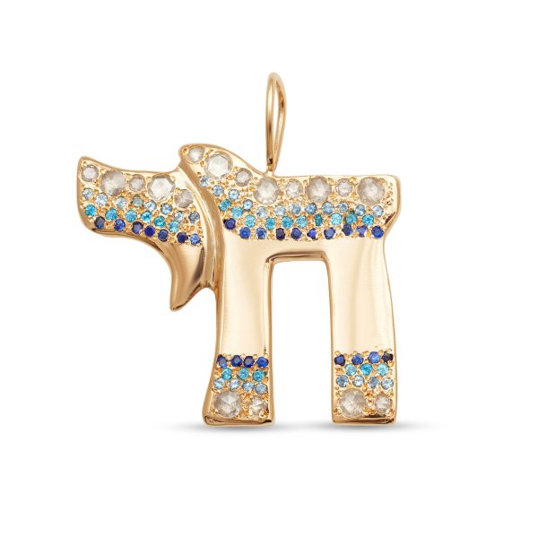 large-14k-gold-chai-charm-w-diamonds-and-gemstones Large Chai Charm