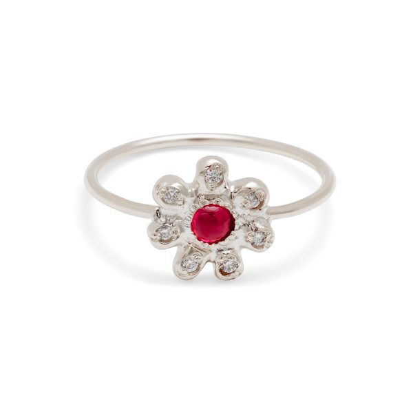 bohemian-flower-ring-white-gold Birthstone Bohemian Flower Ring