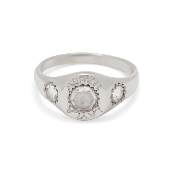 Large Rosecut Diamond Engraved Signet