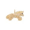 unicorn-charm-gold Unicorn charm in 14k yellow gold with white diamonds on the body and blue sapphire eye