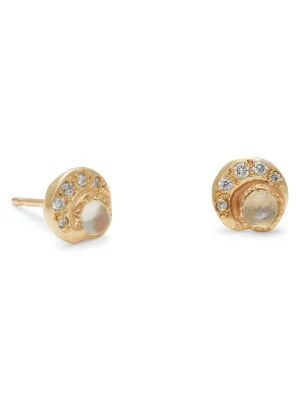 Tiny Moon Sun Stud Earrings