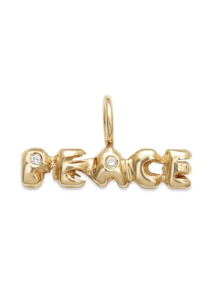 PEACE-charm-gold-with-diamonds-in-the-center-of-P Peace Charm