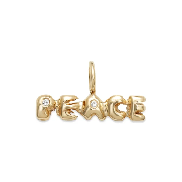 PEACE-charm-gold-with-diamonds-in-the-center-of-P Peace Charm