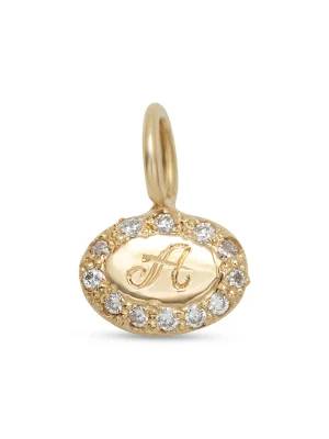 engraved-diamond-encrusted-teeny-oval-charm diamond encrusted teeny oval charm with custom initial engraving