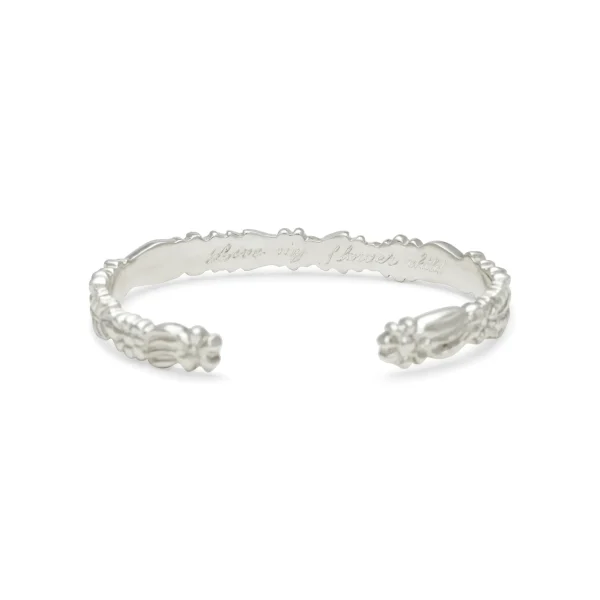 flower leaf cuff bracelet back engraving view