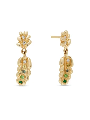 leaf drop earrings in gold