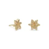 snowflake-stud-earrings-gold-diamonds snowflake stud earrings in gold with white diamonds