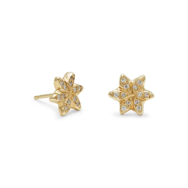 snowflake-stud-earrings-gold-diamonds snowflake stud earrings in gold with white diamonds